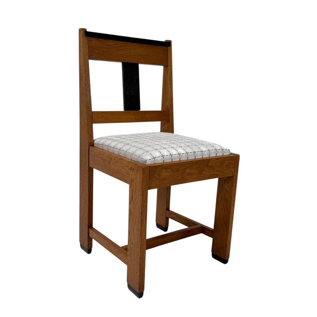 Art Deco Modernist Side Chair in Oak & Velvet from Jan Brunott, 1920s For Sale - Image 12 of 12