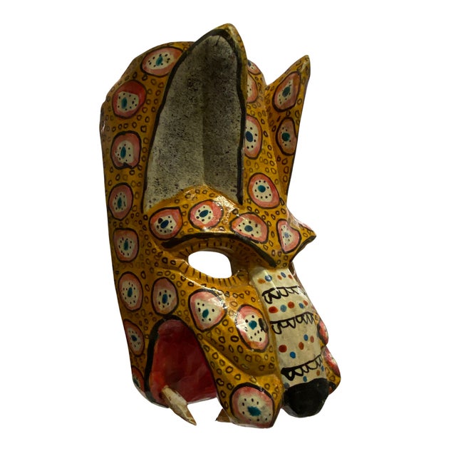 Folk Art Vintage Guatemalan Hand-Carved and Painted Folk Art Animal Mask For Sale - Image 3 of 9