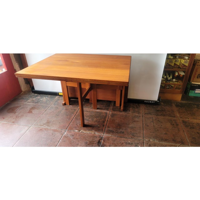 1950s Huge Mid Century Drop Leaf Teak Table Double Leaf Design Bruno Mathsson Style 9 Feet For Sale - Image 5 of 10