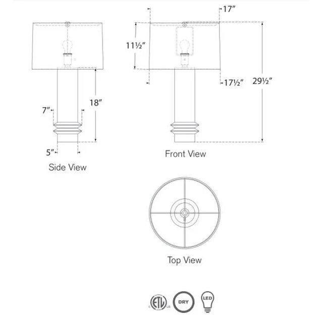 Modern Paloma Contreras for Visual Comfort Signature Montaigne Medium Table Lamp in New White with Linen Shade For Sale - Image 3 of 3
