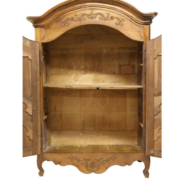 French Provincial 18th C. French Provincial Louis XV Carved Walnut Armoire For Sale - Image 3 of 4