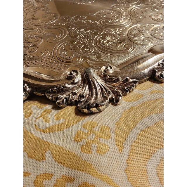 1920s Antique Round Silverplate Tray For Sale - Image 5 of 6