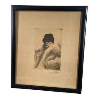 Anders Zorn Self Portrait 1916 Signed Original Etching Asplund 270 Framed Vintage For Sale