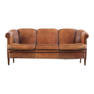 A Dutch Art Deco Style Leather Sofa, C. 1960.