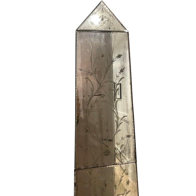 1980s Obelisk Form Mirrored Panels with Botanical Etchings - A Pair ...