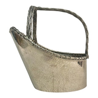 Late 20th Century Silver Plate Crocodile Pattern Wine Bottle Caddy For Sale