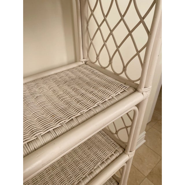 Ficks Reed Mid Century Ficks Style Reed Coastal Wicker Rattan Shelving Unit, Attributed For Sale - Image 4 of 5