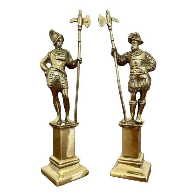 Antique Victorian Quality Brass Figures of Cavaliers, 1860, Set of 2 For Sale