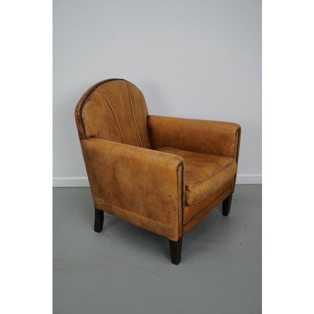 Vintage Dutch Cognac Leather Club Chair For Sale - Image 11 of 18