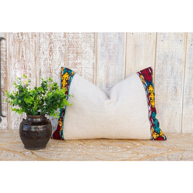 Linen Mahu Linen Tribal Border Pillow For Sale - Image 8 of 9