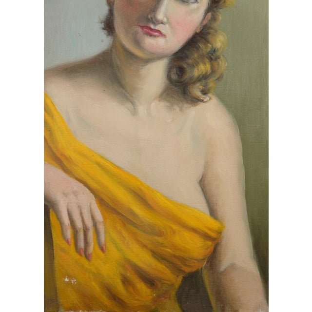 Woman in Yellow Drapery, 1960s, Oil on Canvas For Sale - Image 7 of 13