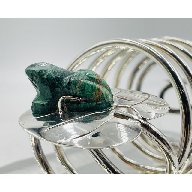 Silver 1980s Emilia Castillo Silver Plate & Malachite Frog Document Holder, Hand Signed For Sale - Image 8 of 11