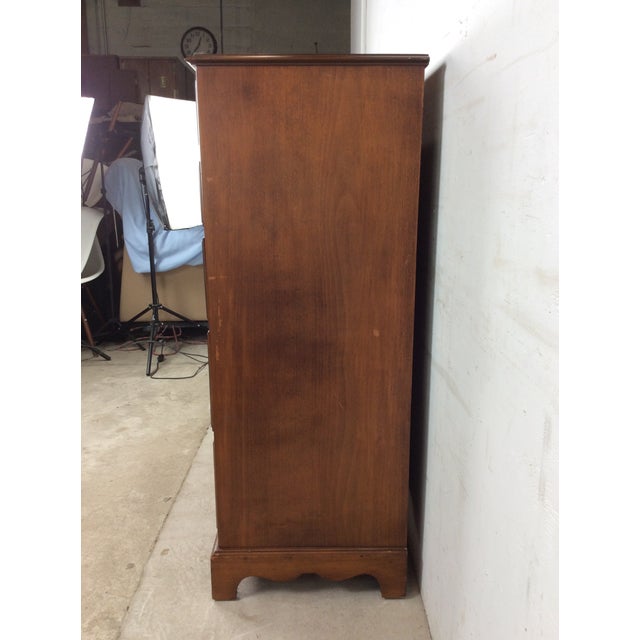1960s Mid Century Colonial Revival Highboy Dresser With Stow Away Writing Desk For Sale - Image 5 of 12
