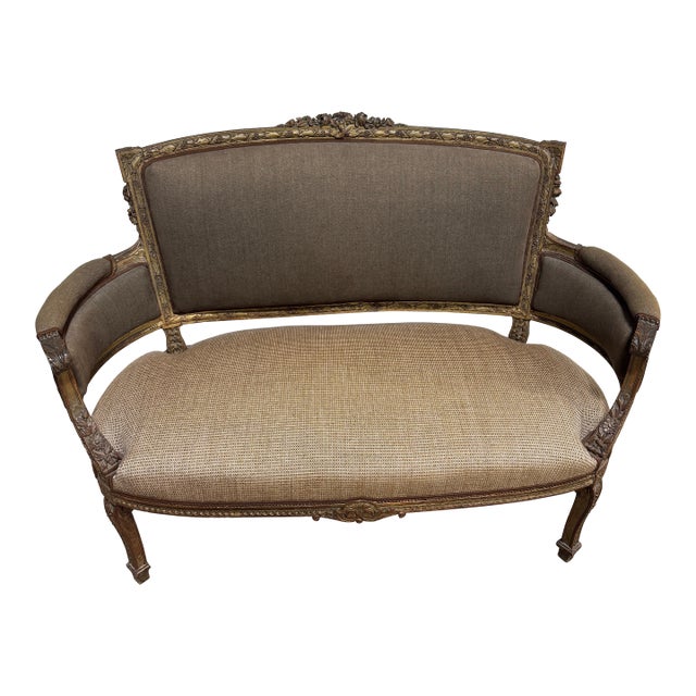 19th Century Heavily Carved Louis VXISettee For Sale
