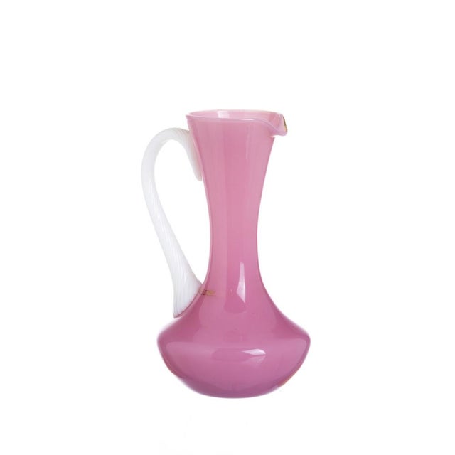 Pink Vintage Crystal Glass Jug For Sale - Image 8 of 8