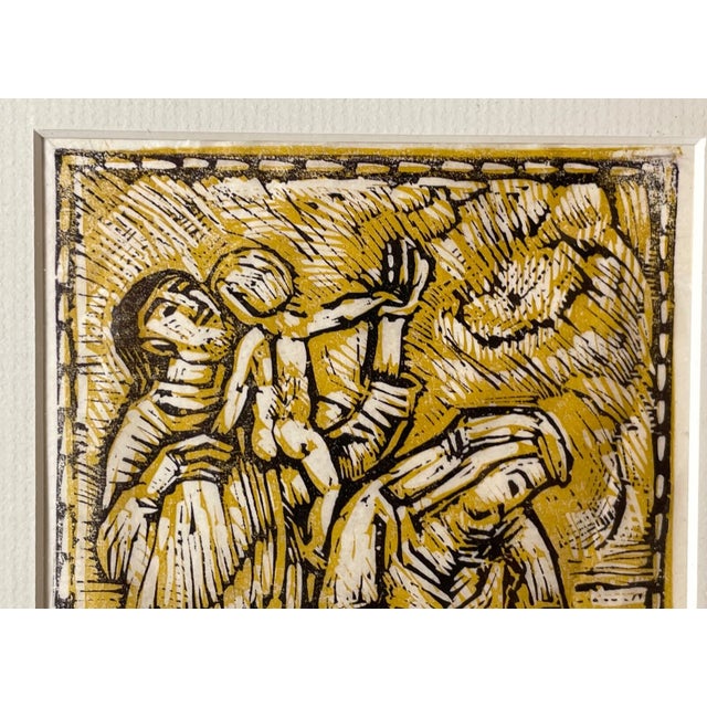 Up for sale is an exquisite vintage original woodblock print done in 1980 by Ruth Collet. This lovely religious print...