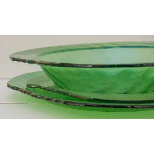 1990s Artisan Green Glass Dinnerware Signe - Set of 3 For Sale - Image 5 of 10