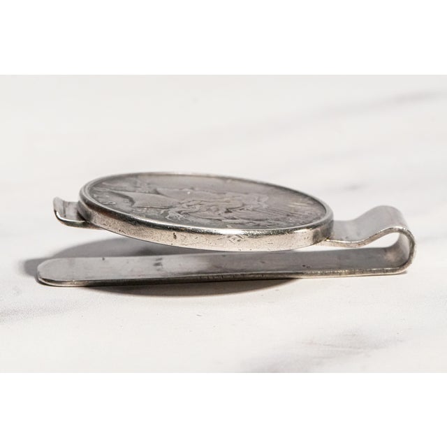 Silver Americana Lady Liberty America Art 1923 Peace Dollar Coin Mounted Antique Sterling Silver Money Cash Clip For Sale - Image 8 of 10