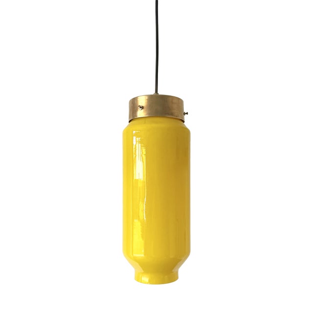 Mid-Century Modern Yellow Pendant Light attributed to Vetreria Vistosi Murano, 1960s For Sale