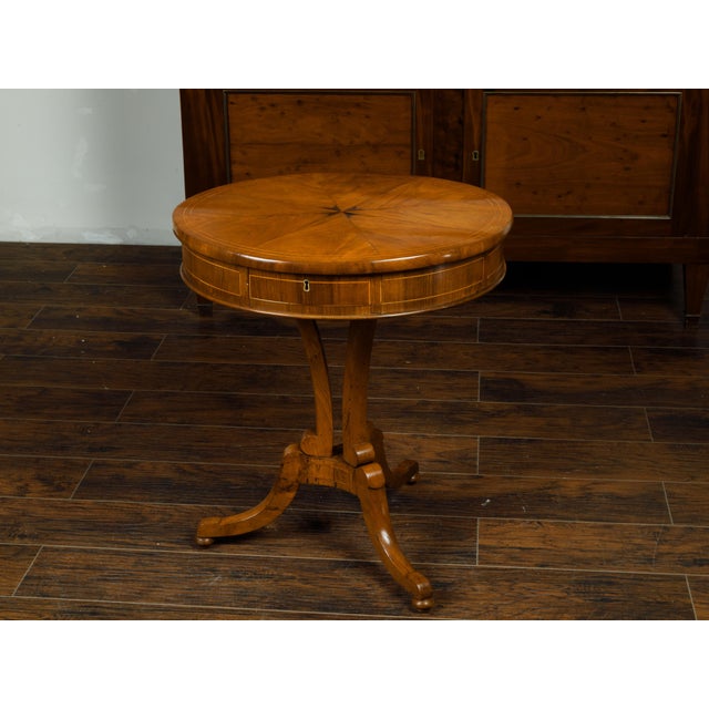 Wood Austrian Biedermeier Period 19th Century Walnut Guéridon with Four Drawers For Sale - Image 7 of 8