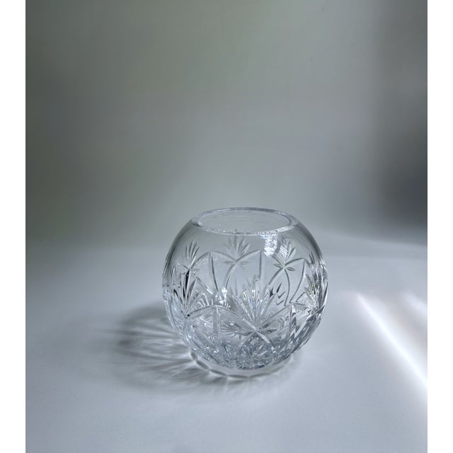 Larger Clear Cut Crystal Atlantis Catalina Collection Table Vase. Bowl. Featuring transparent, heavy cut Crystal Ball...