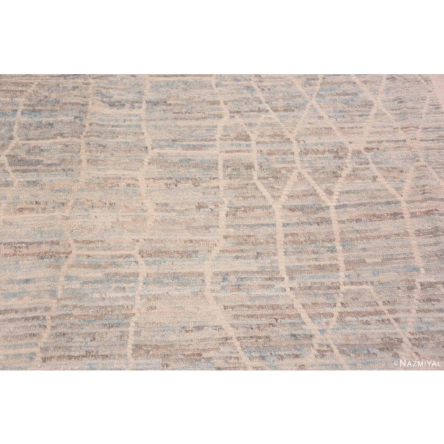 Tribal Light Blue Moroccan Berber Beni Ourain Pattern Modern Area Rug For Sale - Image 4 of 6