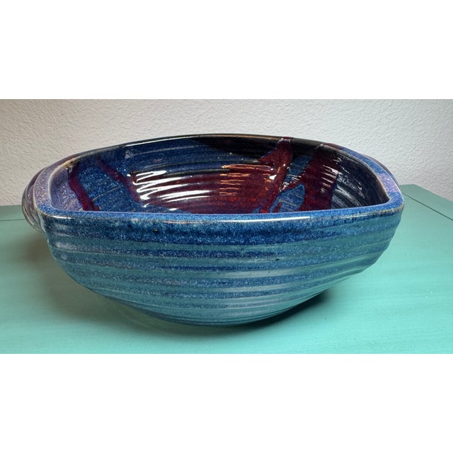 Studio Art ,Vintage Stoneware in Handmade Double Handles Rare Signed Koi For Sale - Image 17 of 18