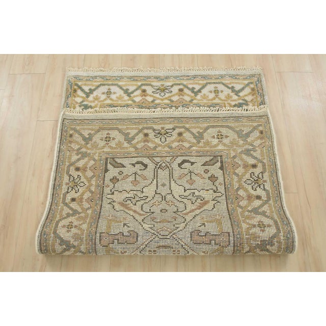 Oushak Rug 3'1'' X 5'1'' Blue Wool Hand-Knotted Oriental Carpet For Sale - Image 11 of 12