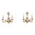 Vintage 20th Century Pair Italian Painted and Parcel Gilt Hand Carved Wooden 2-Light Sconces For Sale
