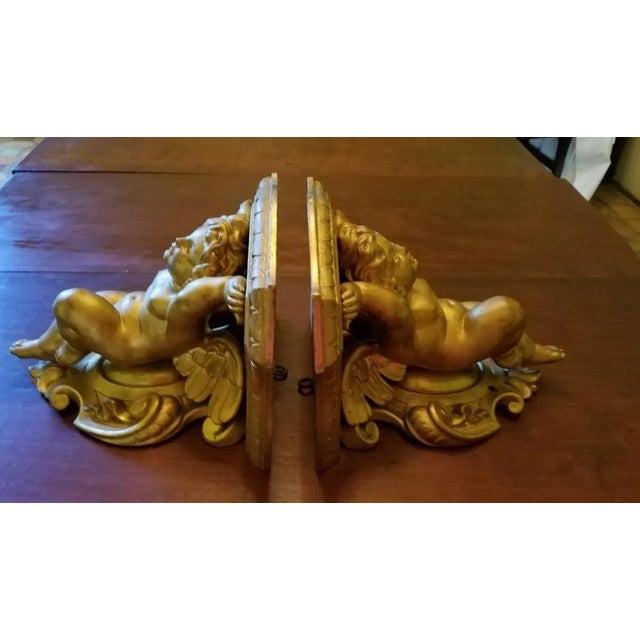 Mid 19th Century 19th Century Italian Barretti Florence Carved Wood Angel Shelves - a Pair For Sale - Image 5 of 11