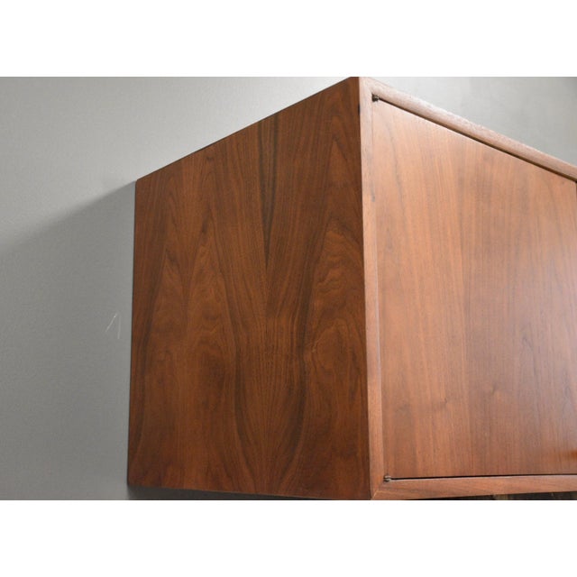 1960s Refinished Modern Walnut 36” Cabinet Credenza For Sale - Image 4 of 10