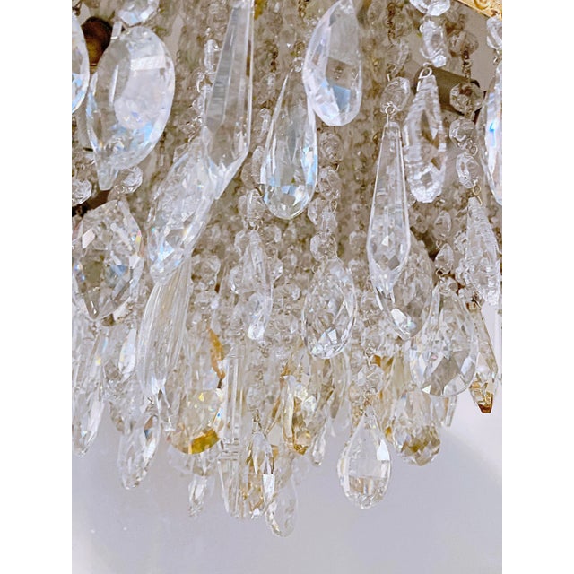1950's Italian Brass Upside Down Layered Chandelier For Sale - Image 9 of 11