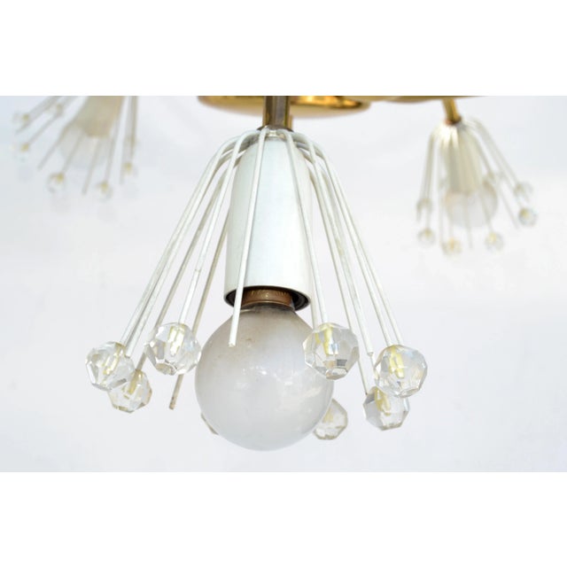 Brass Emil Stejnar Austria Six Light Brass Blown Glass Flush Mount Sputnik Orbit, 1950 For Sale - Image 8 of 13