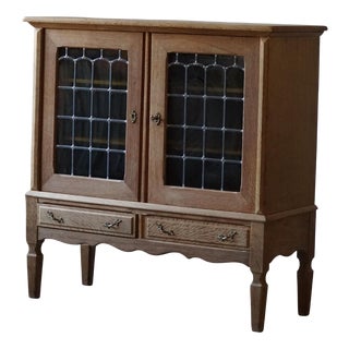 Mid-Century Oak and Glass Cabinet, 1950s For Sale