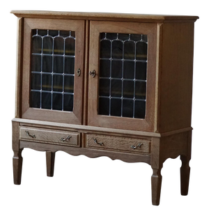 Mid-Century Oak and Glass Cabinet, 1950s