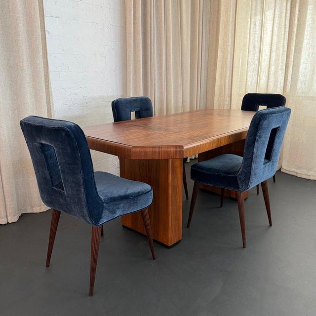 Antique Art Deco Octagonal Burl Walnut Pedestal Dining Table For Sale - Image 10 of 14