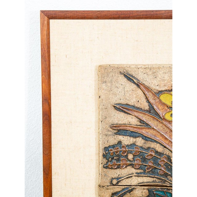 Mid Century Modern Wall Art Ceramic Flowers Studio Plaque Victoria Littlejohn For Sale - Image 10 of 12