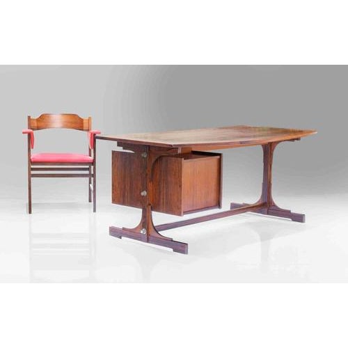 Wood Vintage Rosewood Desk Set attributed to Gianfranco Frattini, 1960s, Set of 2 For Sale - Image 7 of 10