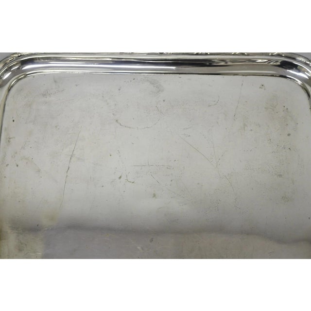 Antique Waring & Gillow English Edwardian LRG Silver Plated Serving Platter Tray For Sale - Image 9 of 14