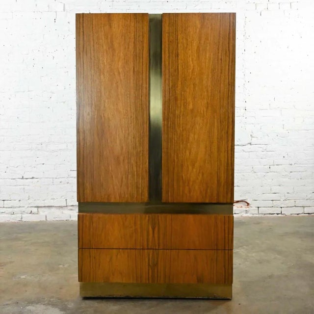 Vintage Modern Rosewood & Brass Plate Wardrobe or Chifforobe by Milo Baughman Thayer Coggin For Sale - Image 18 of 18