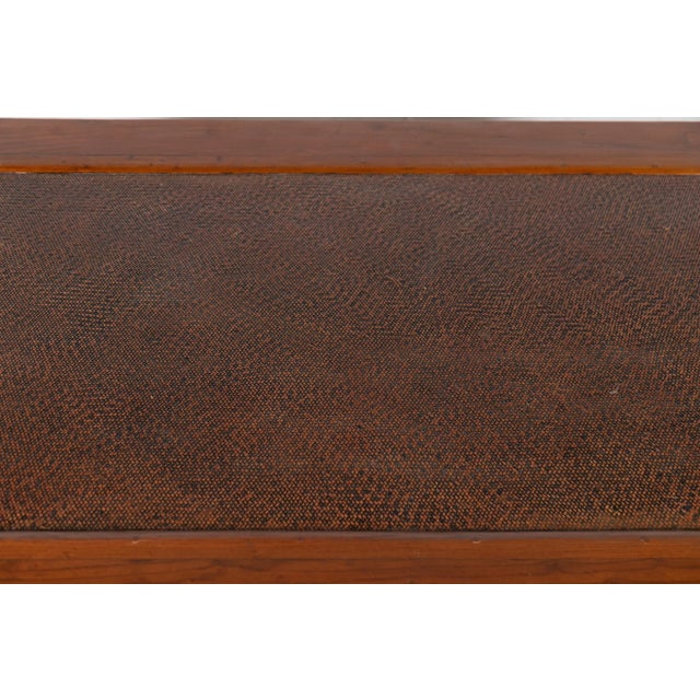 Antique Chinese Elm Coffee Table with Square Legs and Rattan Inset Top For Sale - Image 10 of 13