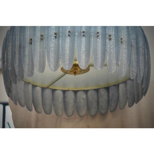 Mid-Century Modern Mid-Century Murano Art Glass and Brass Chandelier and Pendant For Sale - Image 3 of 13