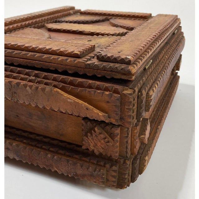 Large Antique Tramp Art Storage Box For Sale - Image 11 of 12