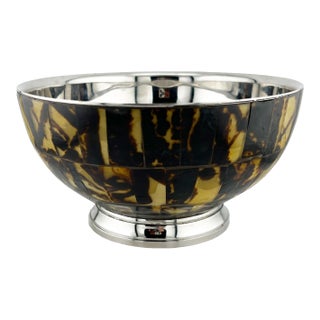 Late 20th Century Ralph Lauren Faux Tortoiseshell and Nickel-Plated Centerpiece Bowl For Sale