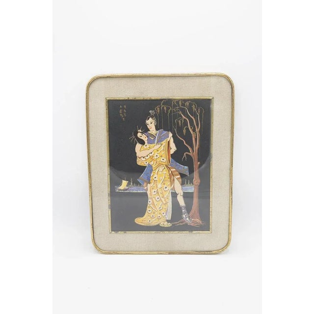 Framed Japanese Print Depicting Lovers' Dance, Early 1900s For Sale - Image 9 of 9