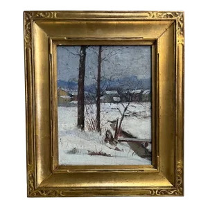 Robert Hart (American Early 20th Century) Connecticut Impressionist Snow Scene Winter Landscape Oil Painting