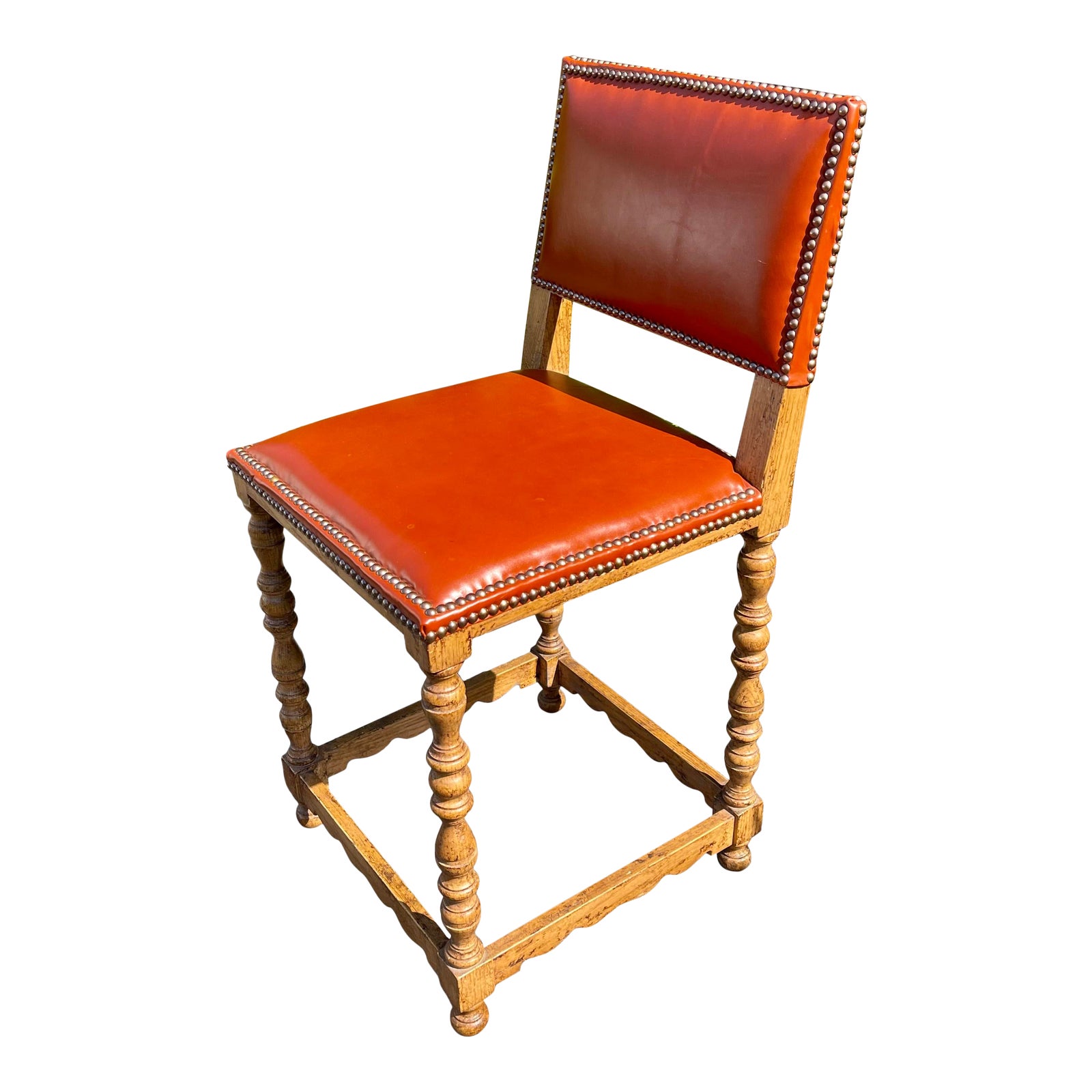 Dennis & Leen Rustic Italian Leather Bar Stool Chairish