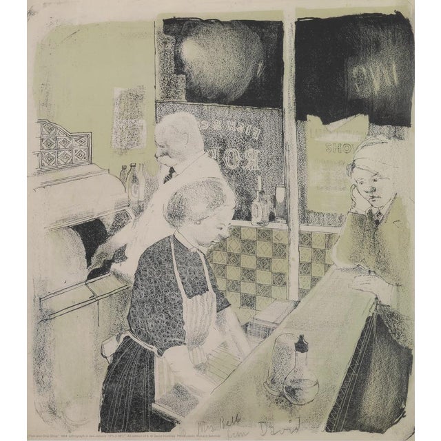 David Hockney (1937) Fish and Chips Original color poster after a drawing by the artist from 1954 On heavy paper, 36 x 47...