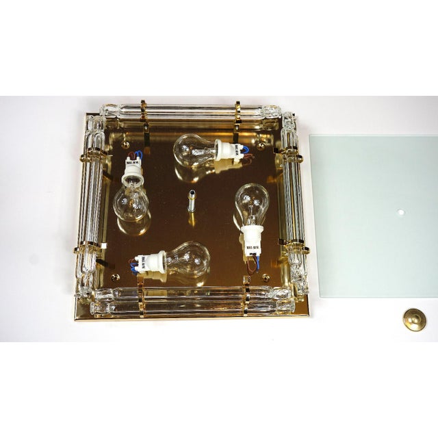 Gold-Plated Metal and Crystal Glass Ontario Ceiling Lamp from Austrolux, 1970s For Sale - Image 4 of 9