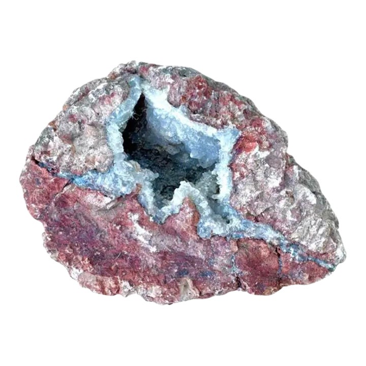 Natural Quartz Geode Mineral Specimen in Iron-Stained Matrix | Chairish